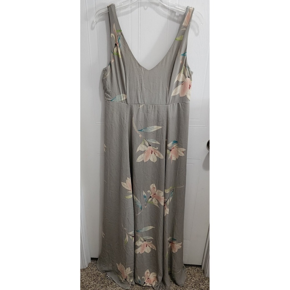 Show Me Your Mumu Weddings Jen Maxi Dress‎ Size XL Gray Floral 100% Polyester